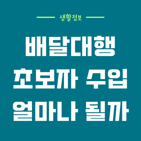 배달대행 초보 수입, 배달대행 현실, 장점, 단점