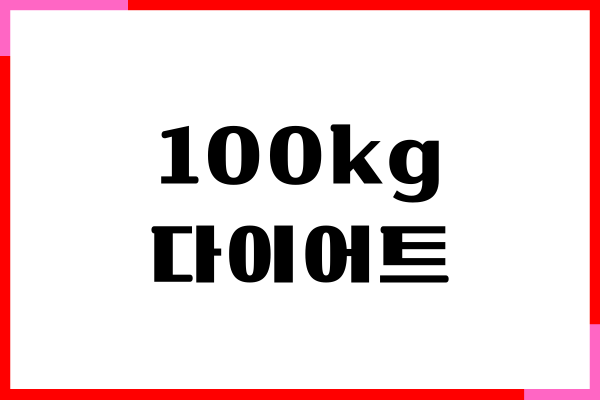 100kg 다이어트 하면서 건강하게 살빼는 방법