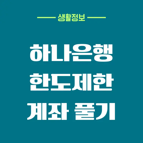 하나은행 한도제한 계좌 방법이 궁금하세요