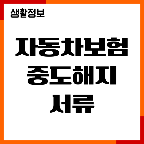 자동차보험 중도해지 서류, 환급금, 절차, 해지방법