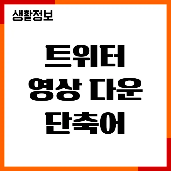 트위터 영상 다운 단축어, 쉽게 저장하기 완벽 가이드