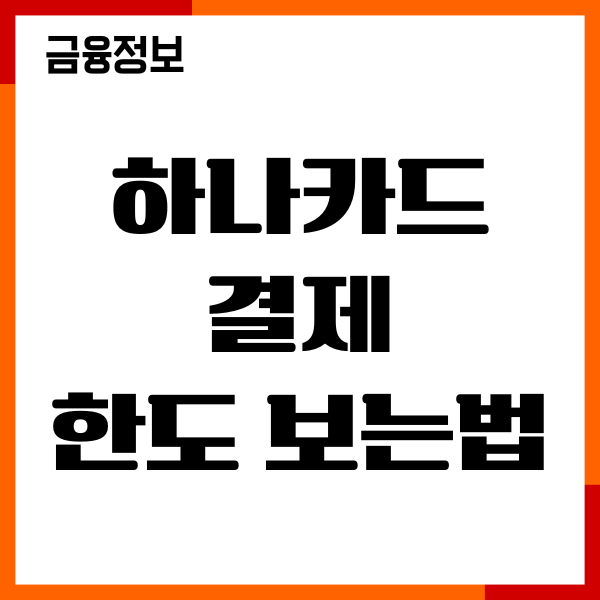 하나카드 결제 한도 보는법, 이용한도 조회, 증액방법