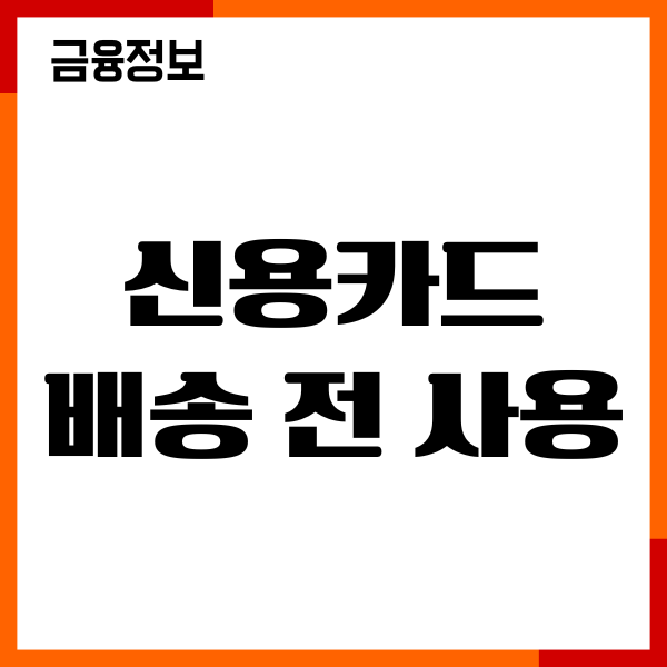 신용카드 배송 전 사용방법, 수령전 사용, 배송조회