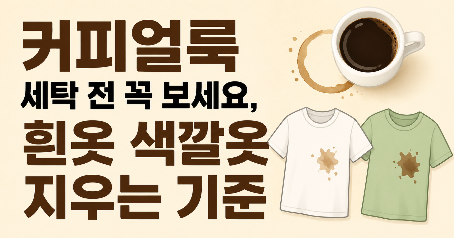 커피얼룩 세탁 전 꼭 보세요, 흰옷 색깔옷 지우는 기준